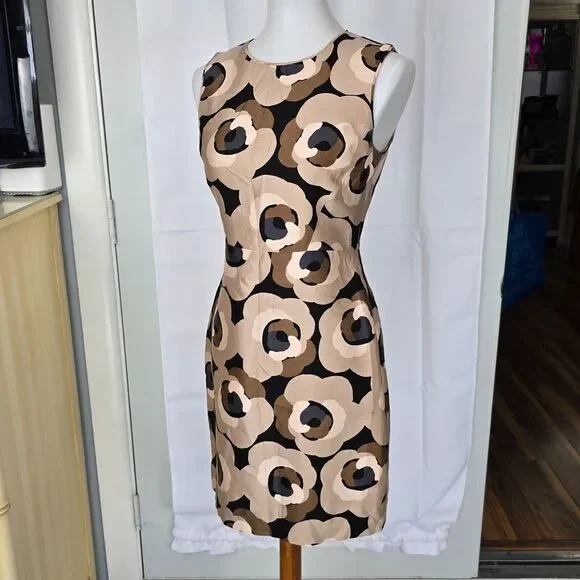 Kate Spade Silk Deco Rose Della Sheath Sleeveless Dress Size 4 - Picture 2 of 14